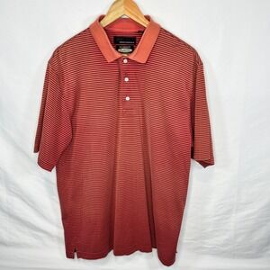 Greg Norman PlayDry Polo Shirt Moisture Wicking Striped Golf Casual‎ Large
